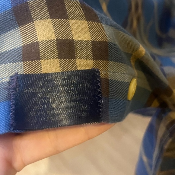 Burberry Blue and Tan Plaid Men's Shirt - Picture 6 of 10